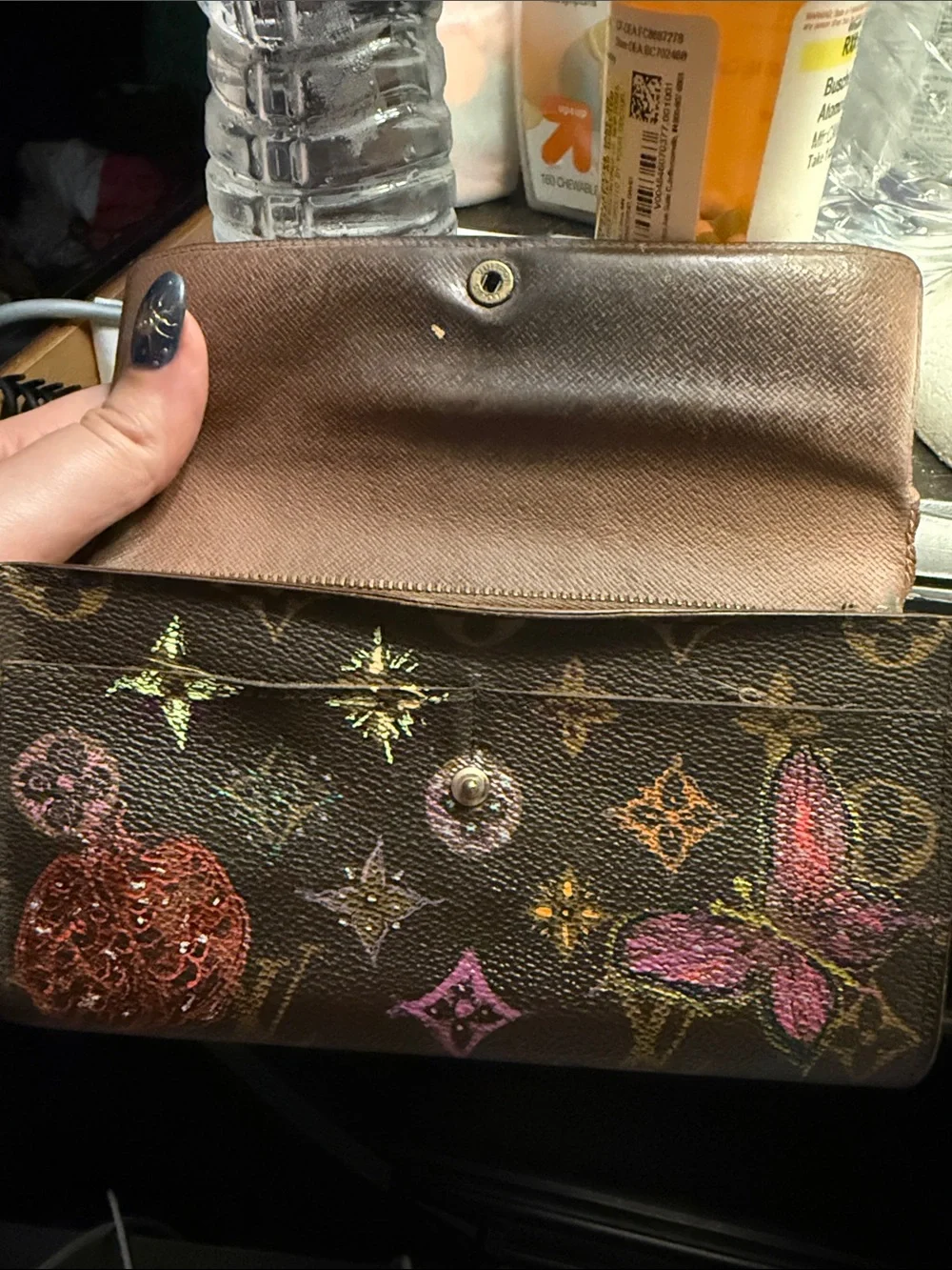 Custom hand painted Sarah LV wallet